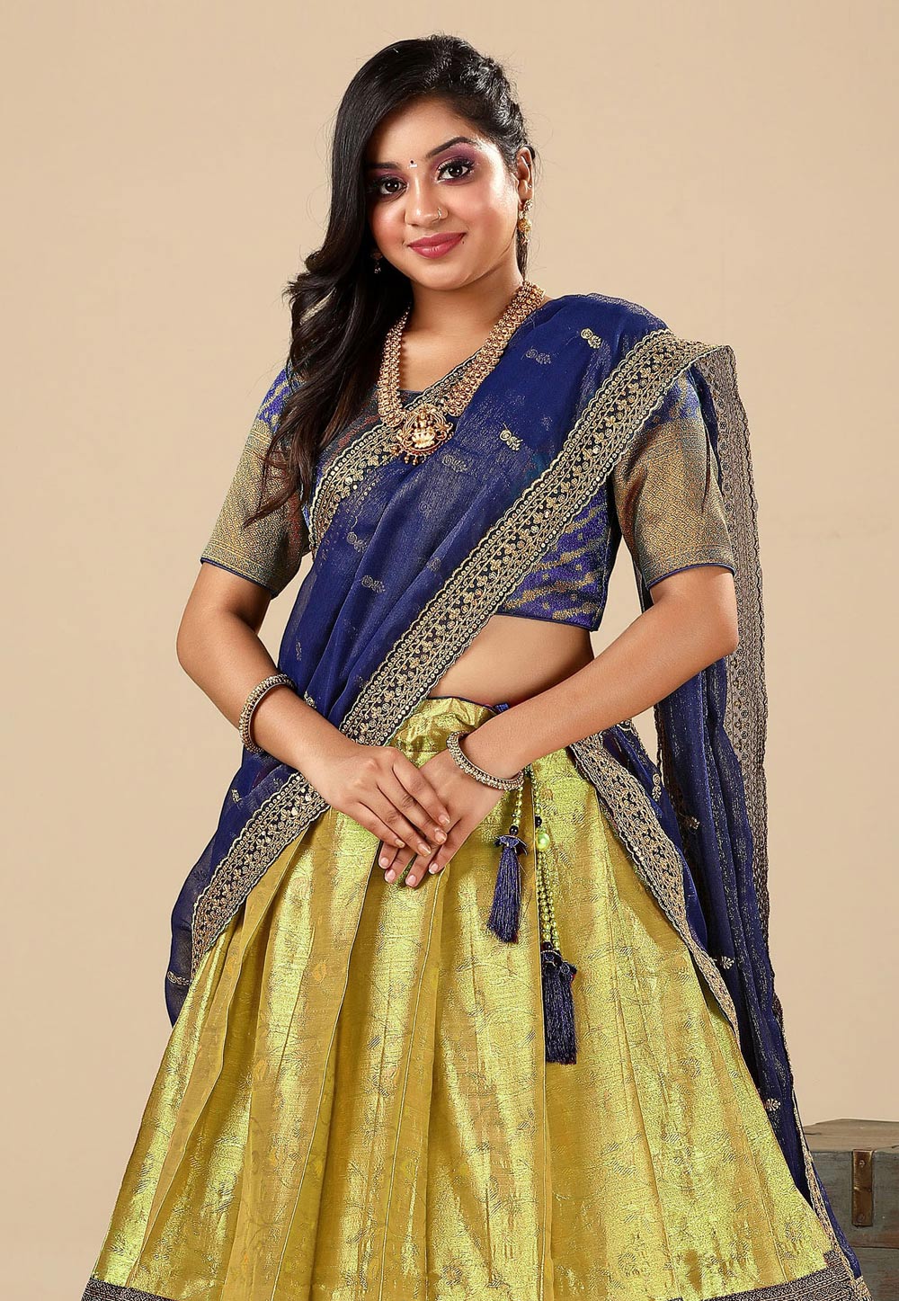 Blue Georgette Flared Lehenga with Weaving - CCEA1060 from saree.com