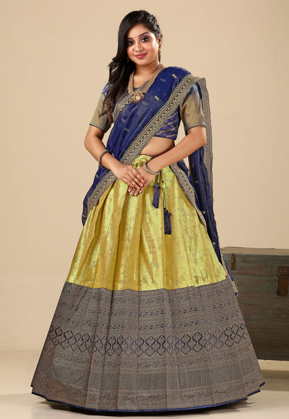 Navy Blue Bridal Lehenga with Green Choli Dress #BS616 | Choli dress, Choli  blouse design, Bridal lehenga