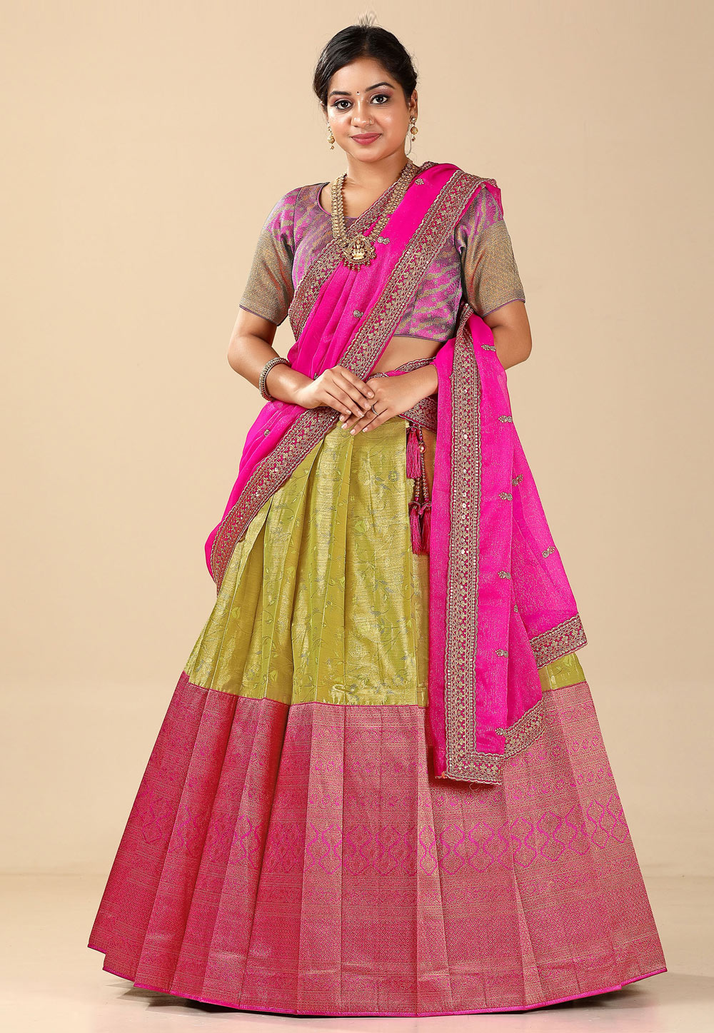 Pink Banarasi Silk Lehenga Choli 275266