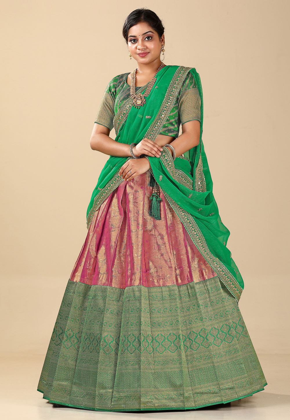 Green Banarasi Silk Lehenga Choli 275272