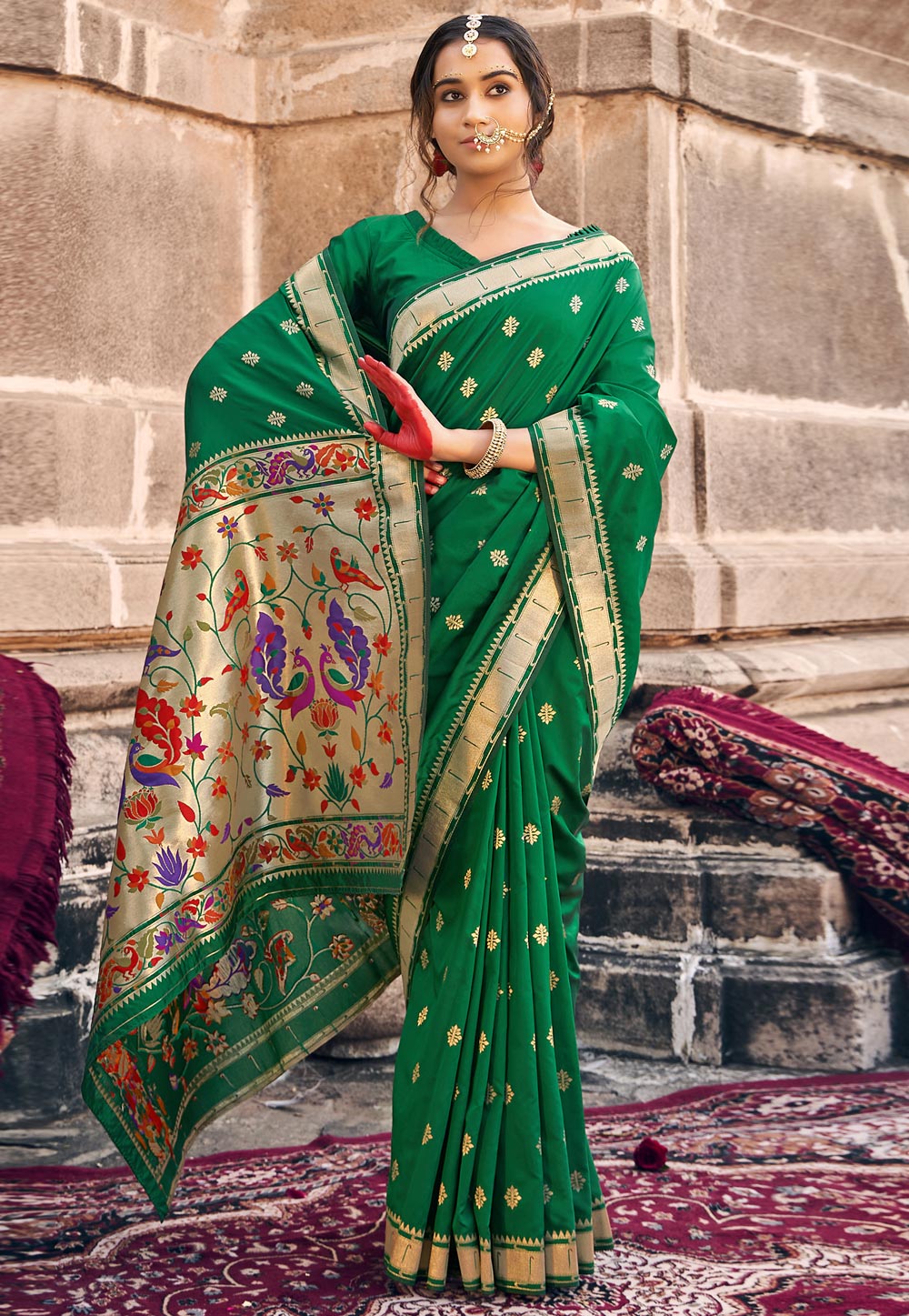 Green Banarasi Silk Festival Wear Saree 243032