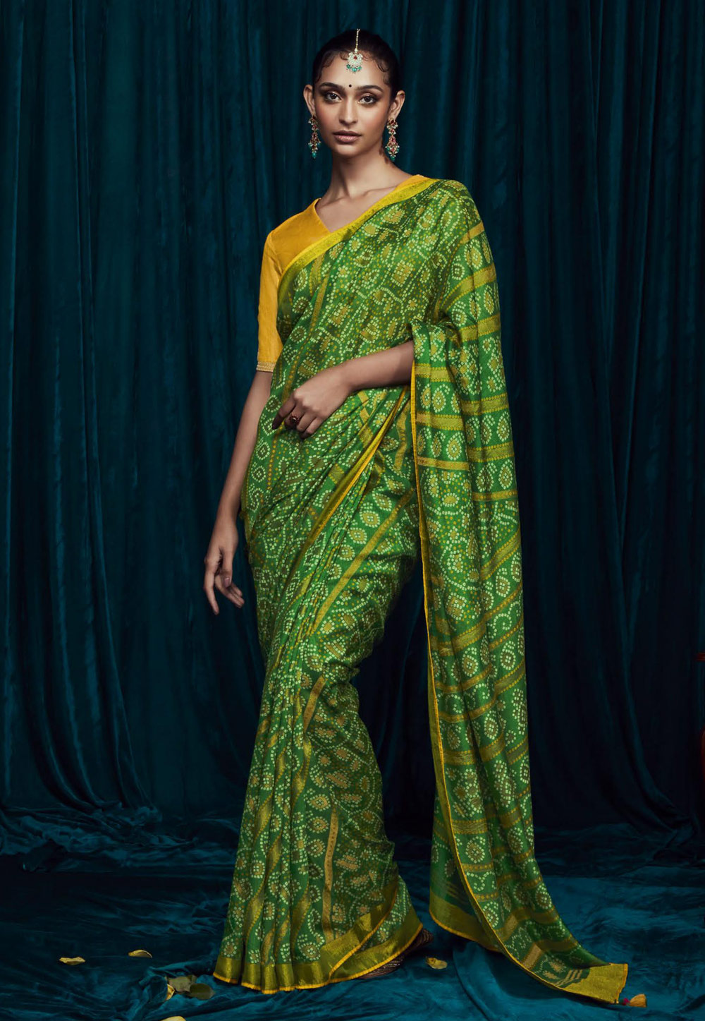 Green Brasso Saree With Blouse 268235