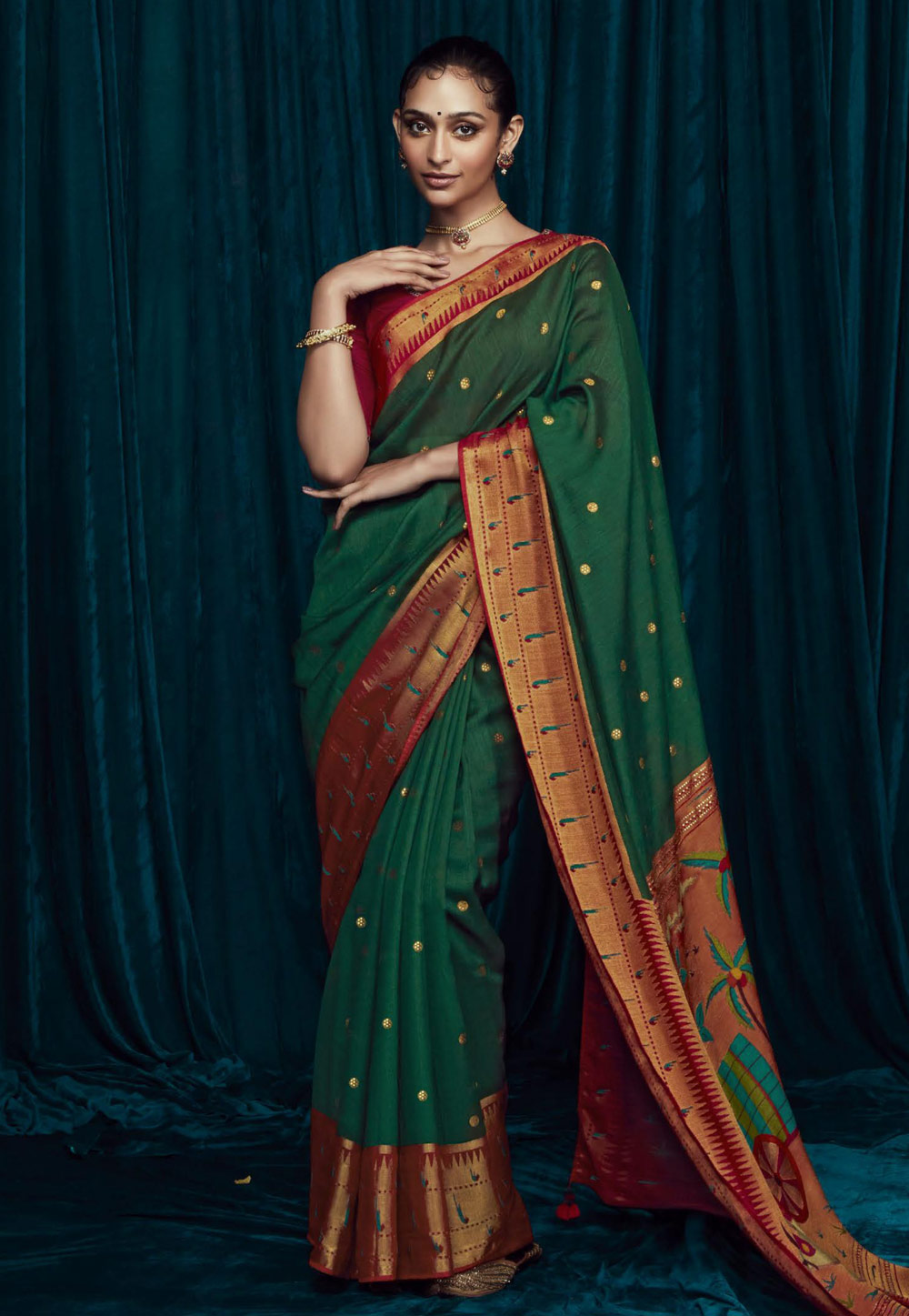 Green Brasso Saree With Blouse 268237