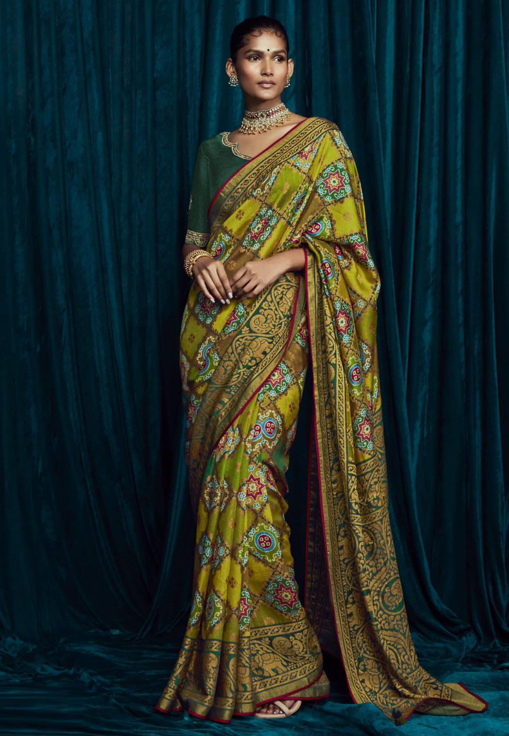 Light Green Brasso Saree With Blouse 268238