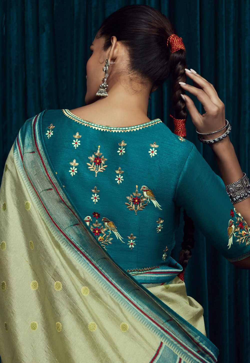 Sky Blue Brasso Saree - Saree Blouse Patterns