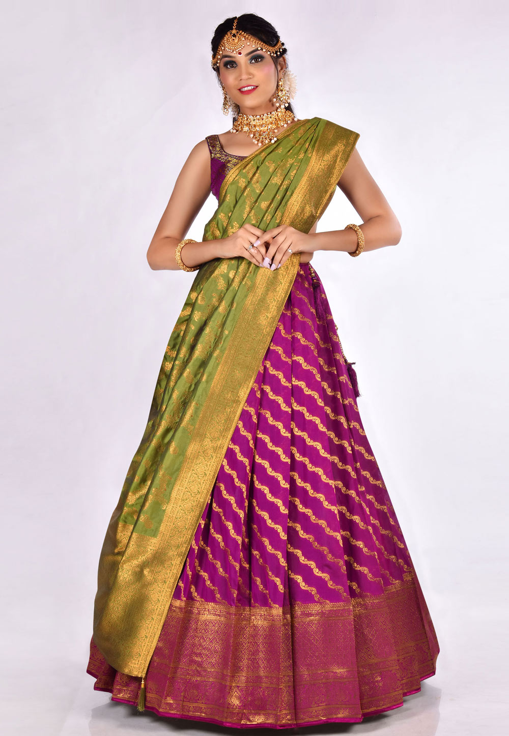 Purple Banarasi Silk Lehenga Choli 275287