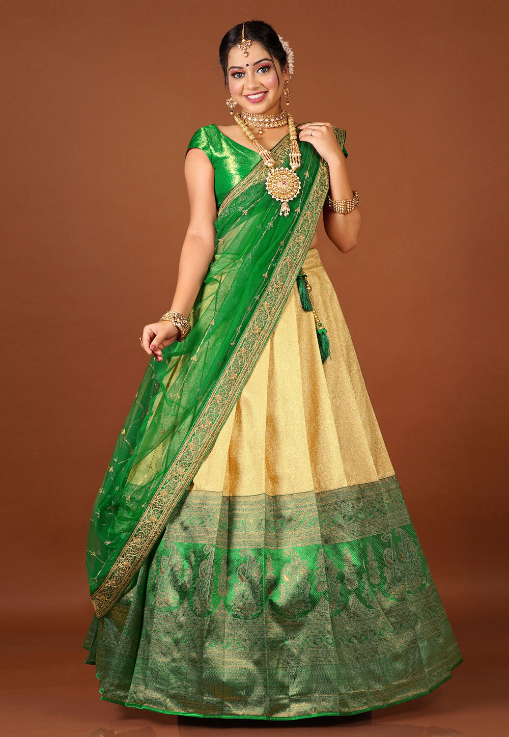 Green Banarasi Silk Lehenga Choli 275291