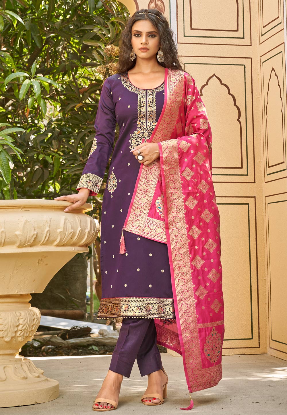 Net Cord Purple Salwar Suit