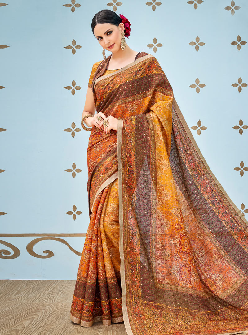 Mustard Banarasi Silk Festival Wear Saree 144175
