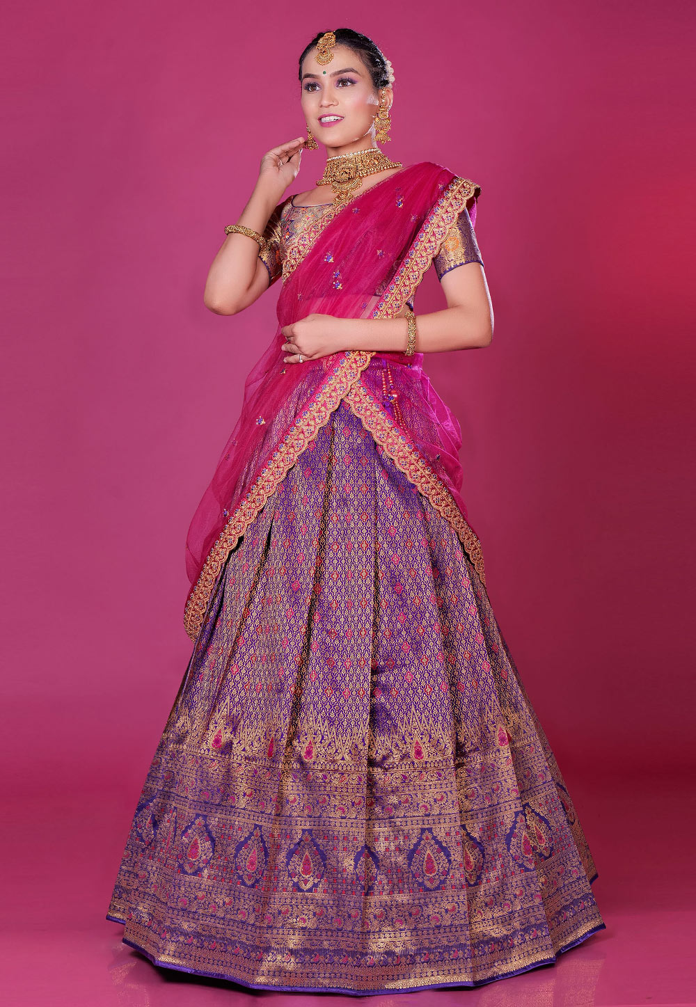 Purple Banarasi Silk Circular Lehenga Choli 275302
