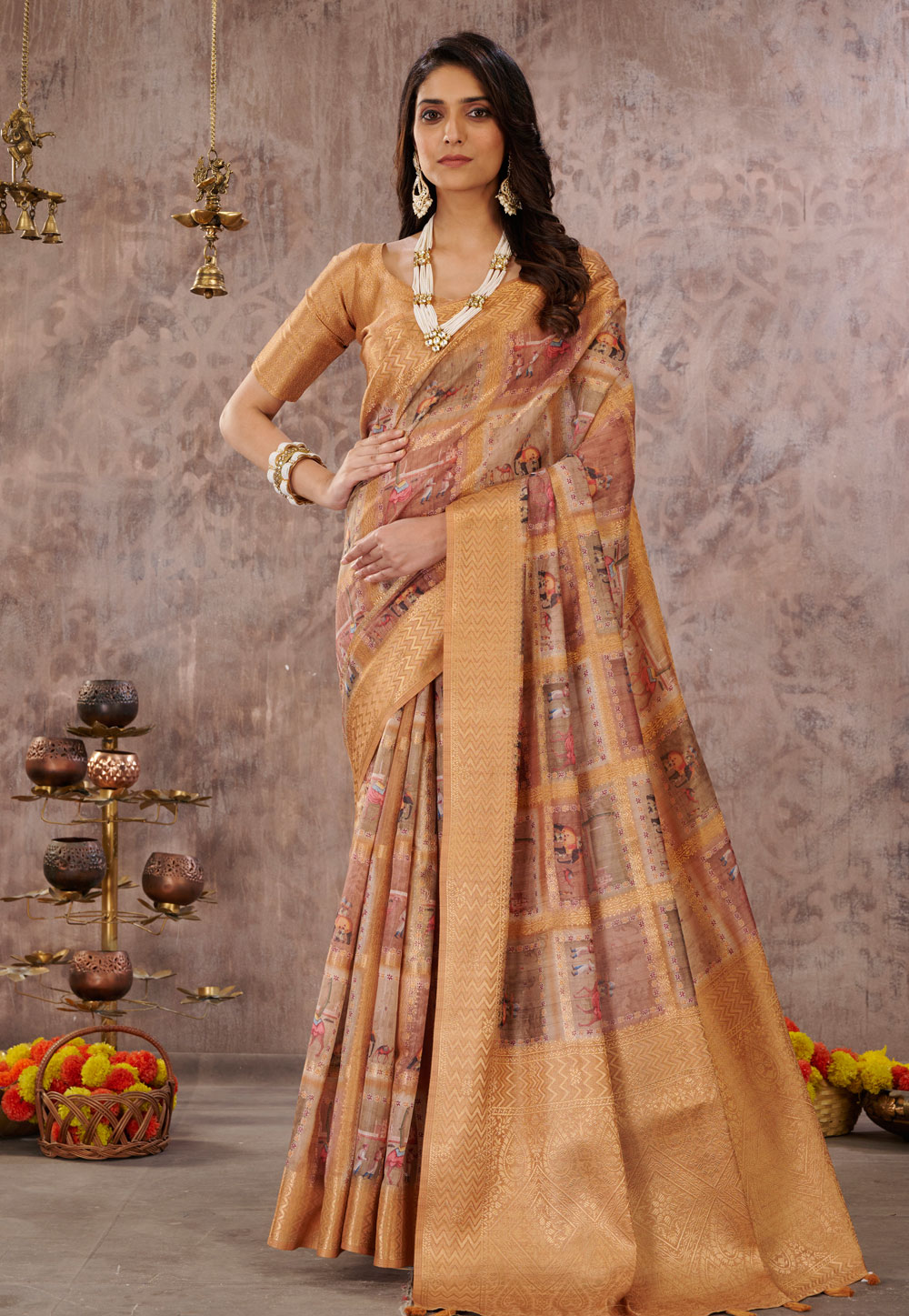 Mustard Cotton Saree With Blouse 264504