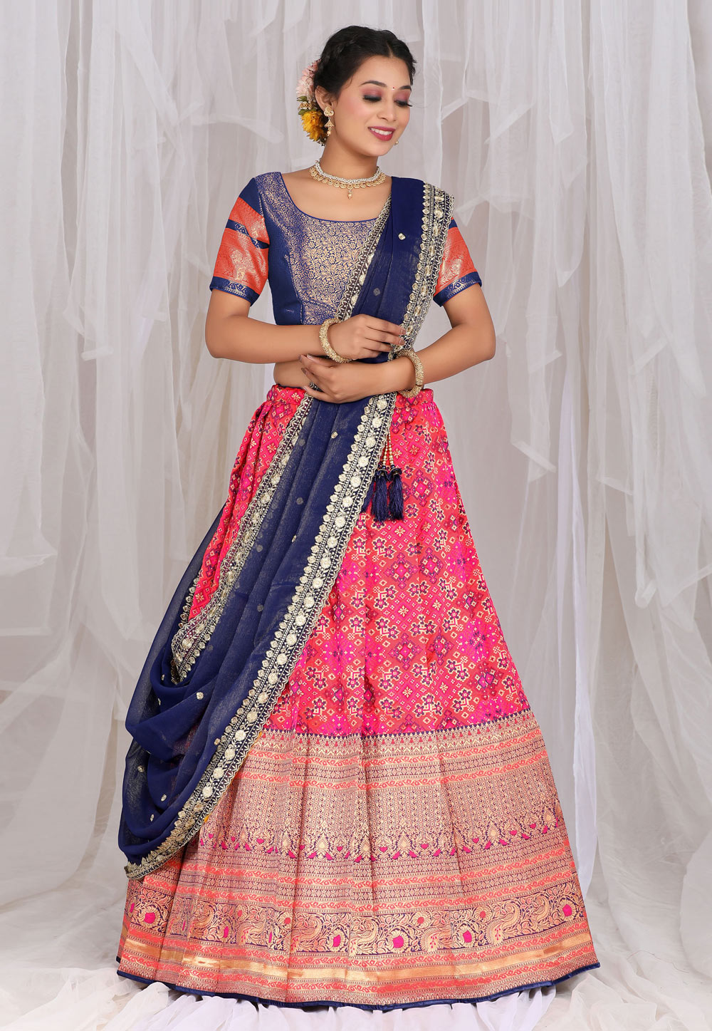 Pink Banarasi Silk Lehenga Choli 275308
