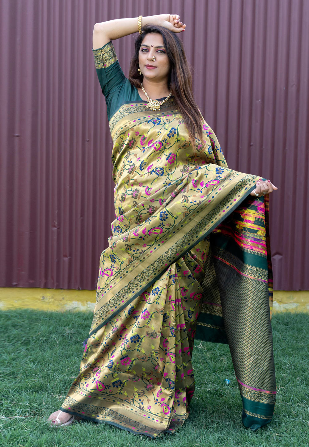 Yellow Banarasi Silk Saree With Blouse 257077