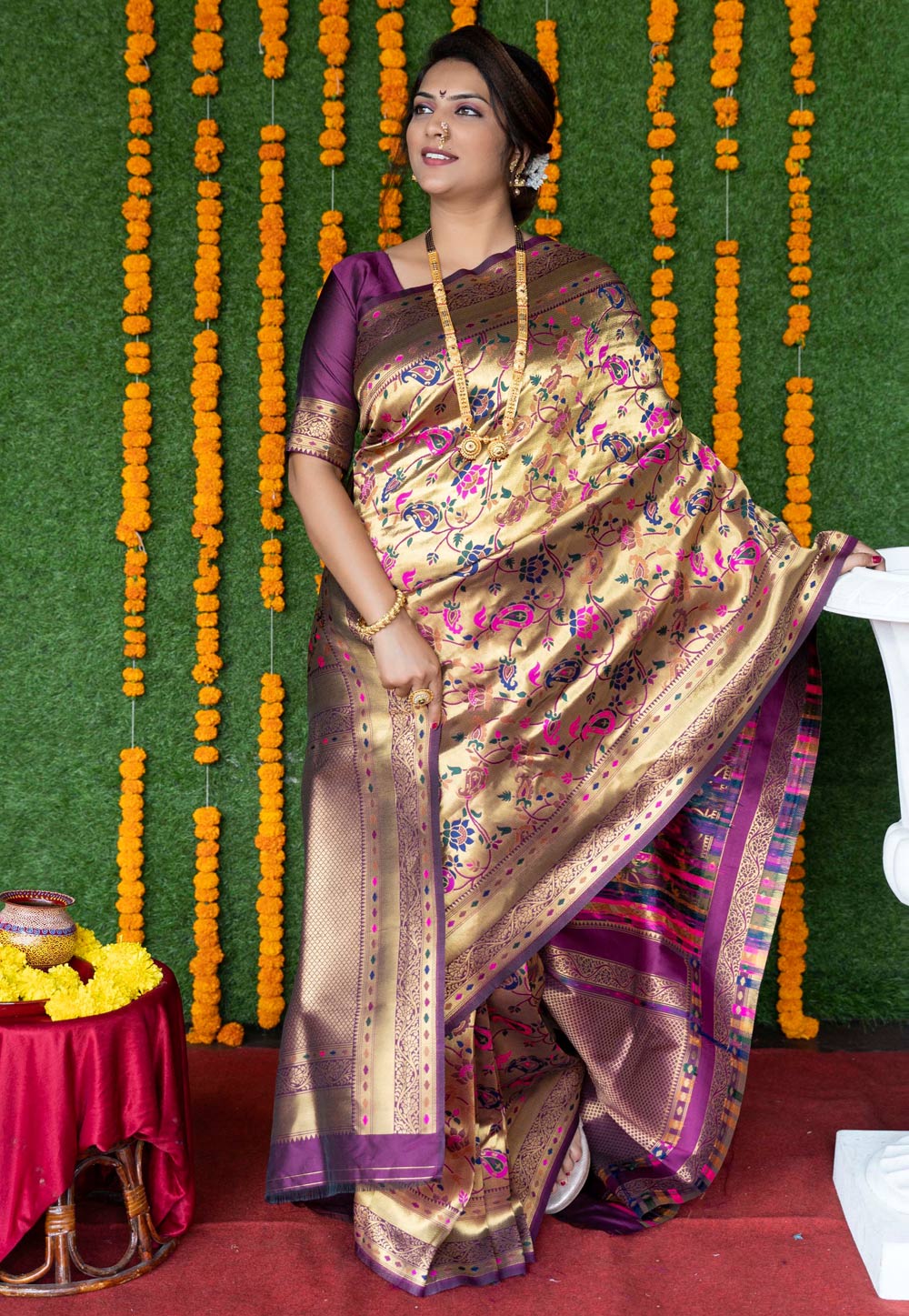 Beige Banarasi Silk Saree With Blouse 257082