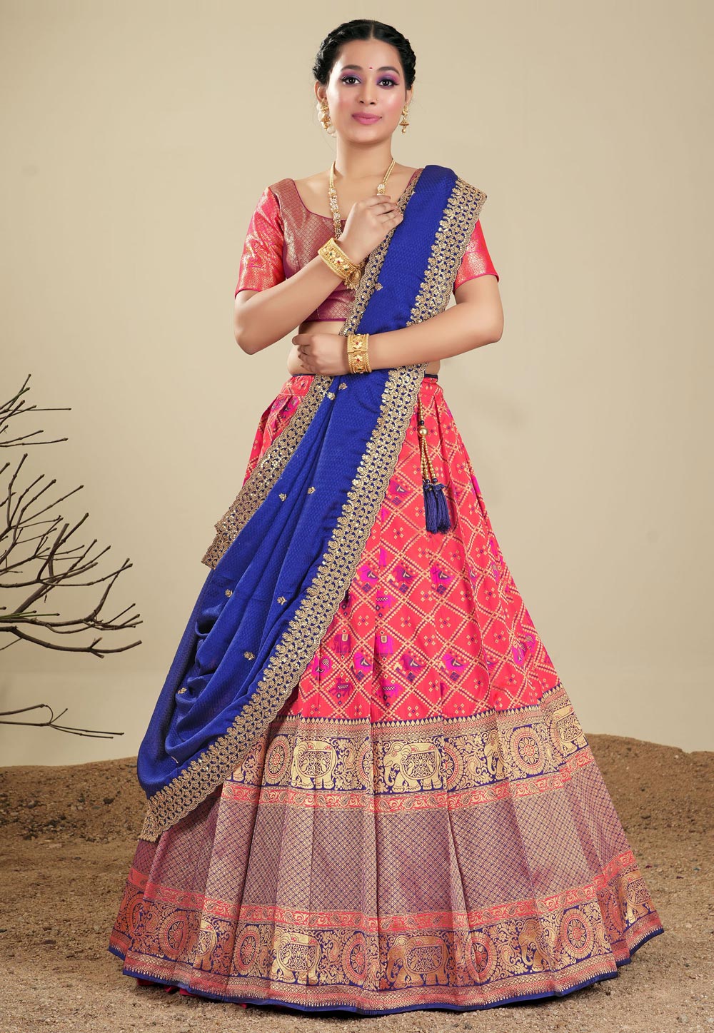 Pink Banarasi Silk Circular Lehenga Choli 275382