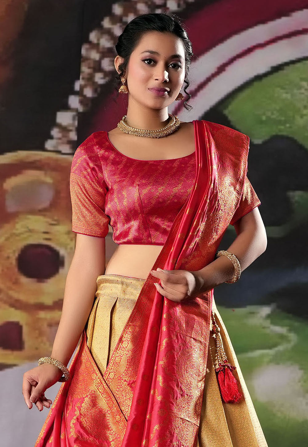Beautiful Banarasi Silk Lehenga-Choli. | Indian outfits, Indian fashion, Blouse  designs
