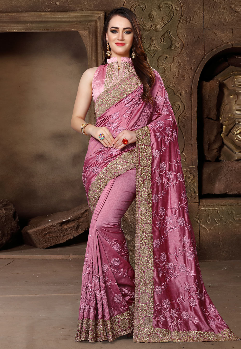 Pink Silk Saree With Blouse 163129