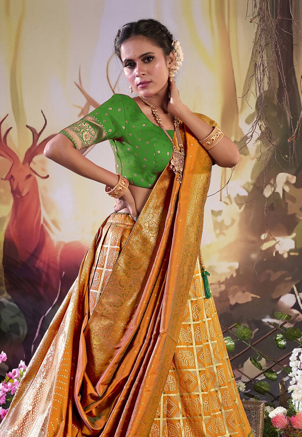 Buy Bewitching Rani Pink Designer Banarasi Silk Printed Lehenga Choli |  Lehenga-Saree