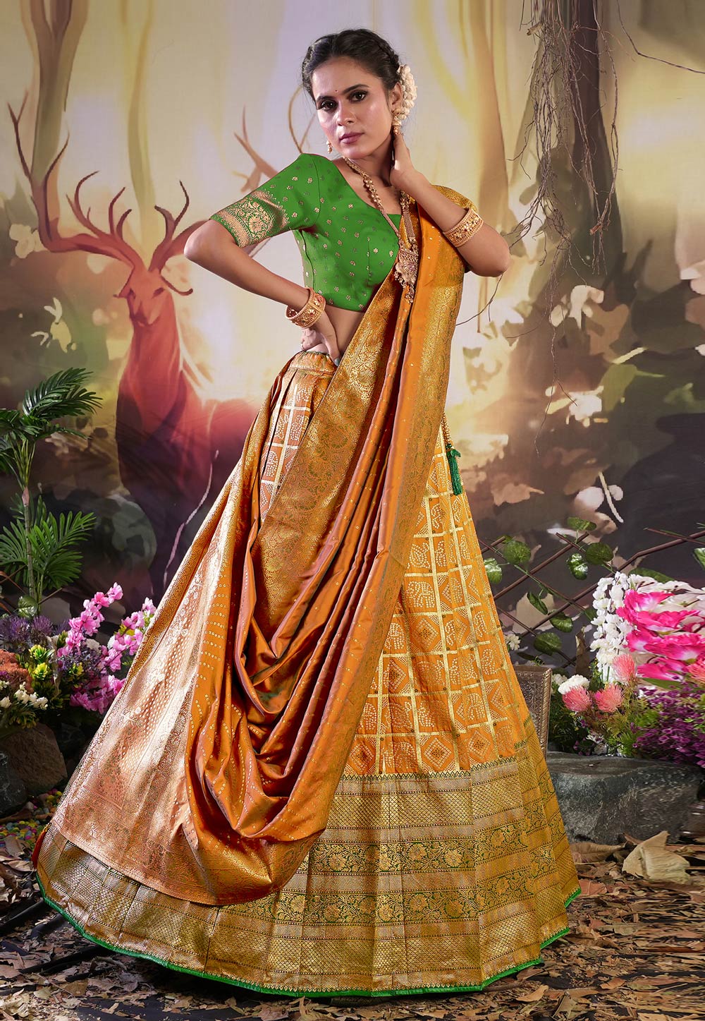 Banarasee Handwoven Art Silk Unstitched Lehenga & Blouse Fabric With M-gemektower.com.vn
