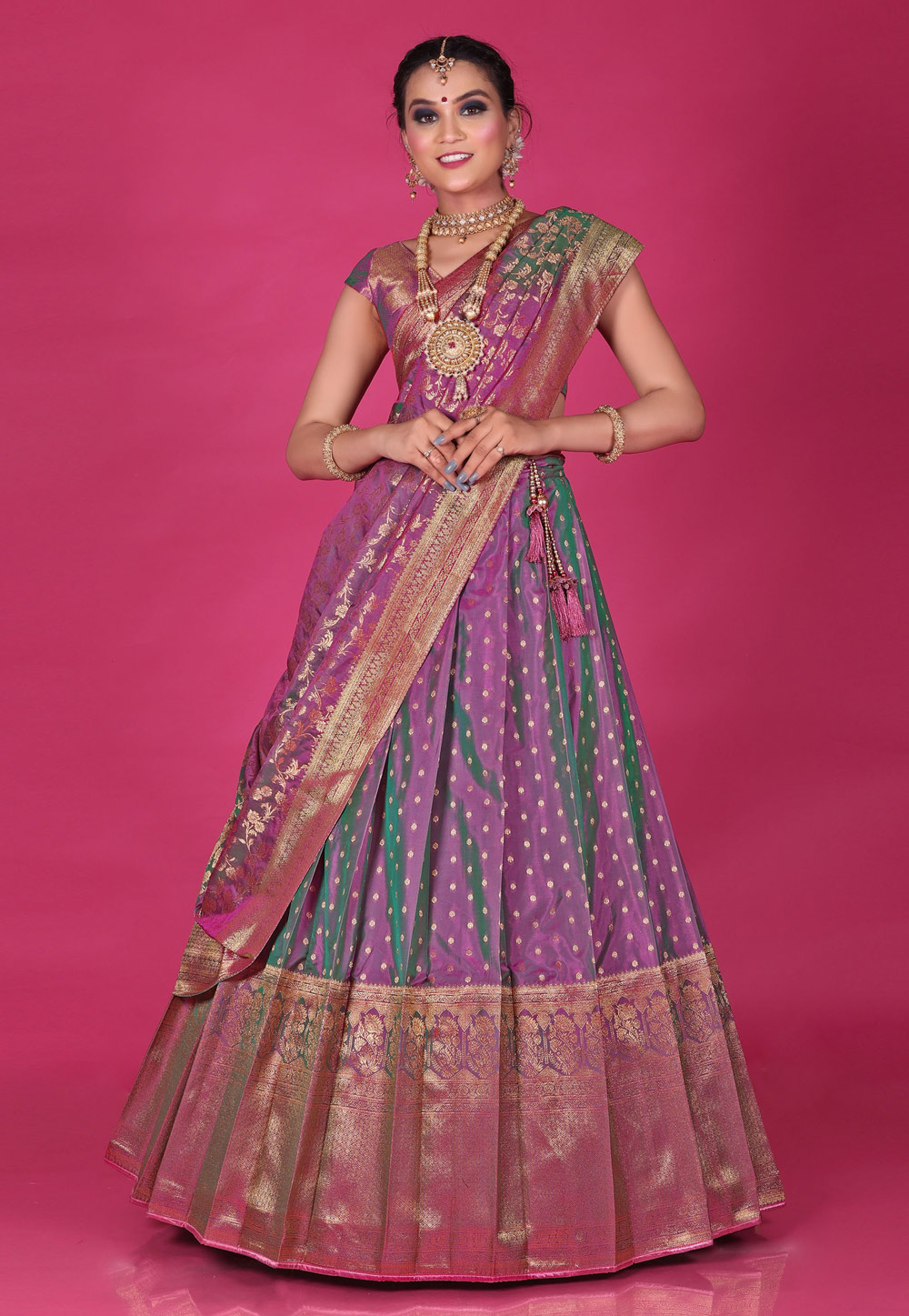 Purple Banarasi Silk Lehenga Choli 275451