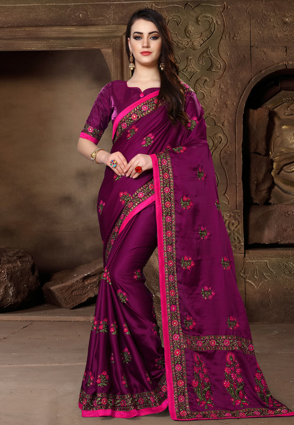 Purple Silk Festival Wear Saree 163132