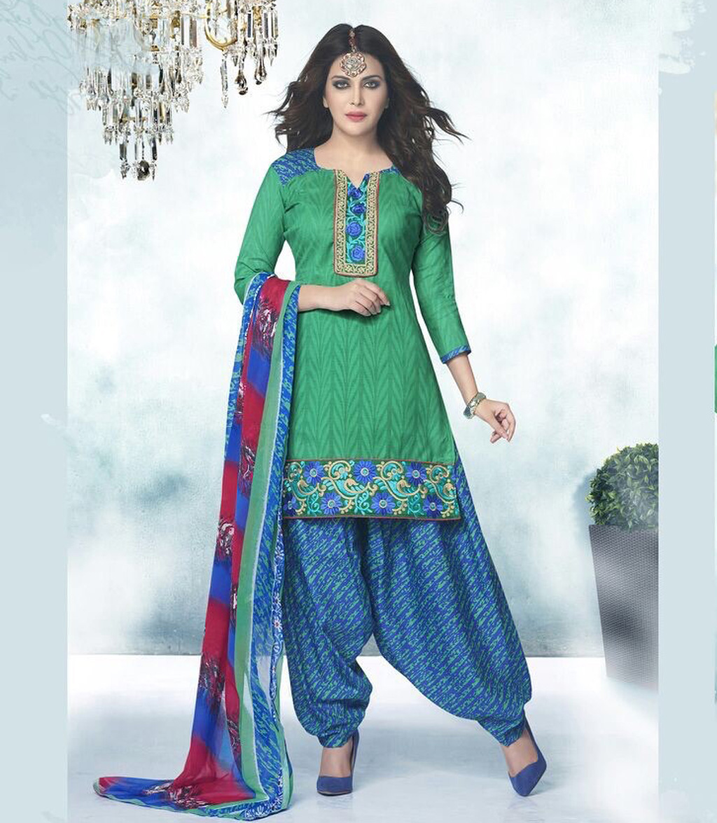 Green Cotton Punjabi Suit 57986
