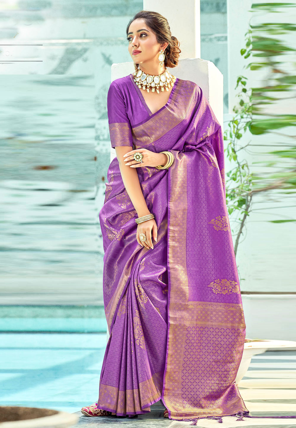 Purple Kanjivaram Silk Saree With Blouse 257489