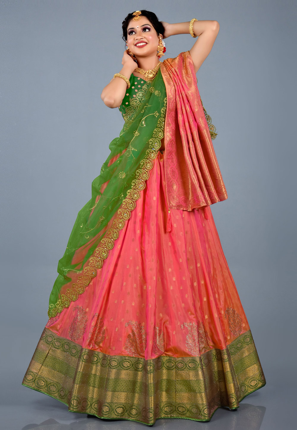 Pink Banarasi Silk Lehenga Choli 275475
