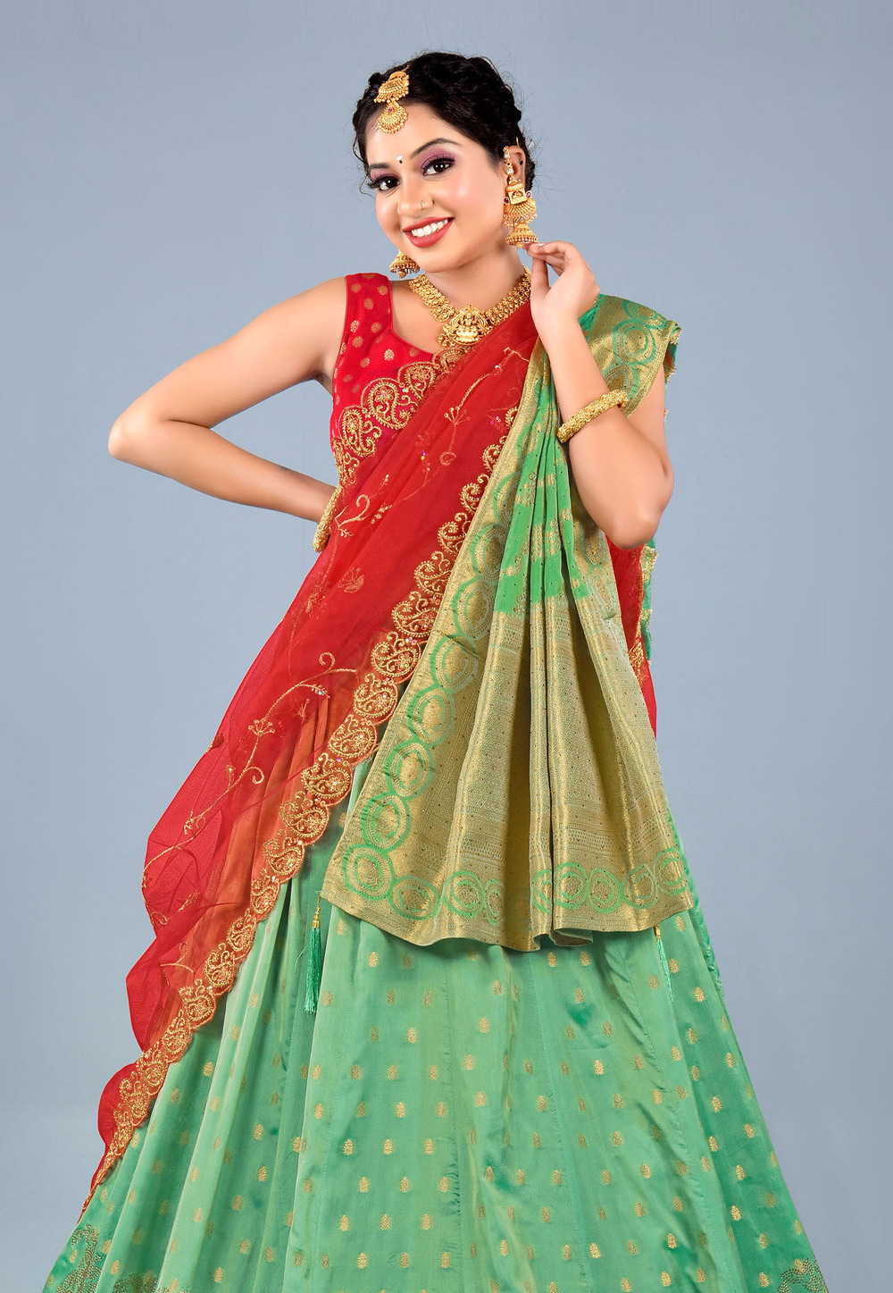 Buy Red & green Lehenga Choli Sets for Women by Purvaja Online | Ajio.com