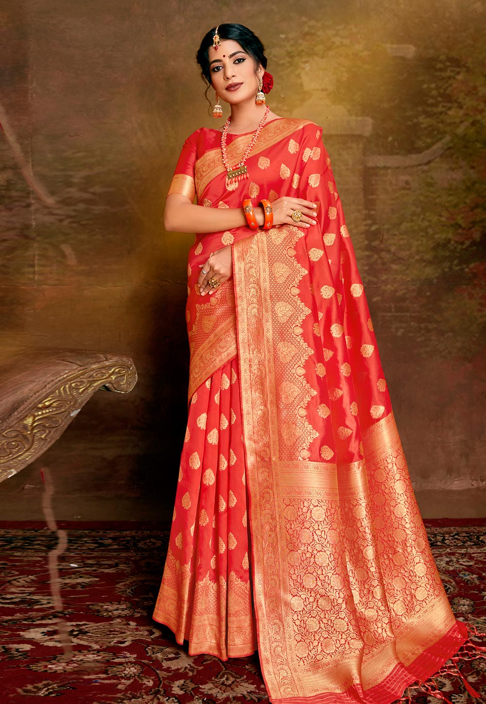 Red Soft Silk Saree With Blouse 245566