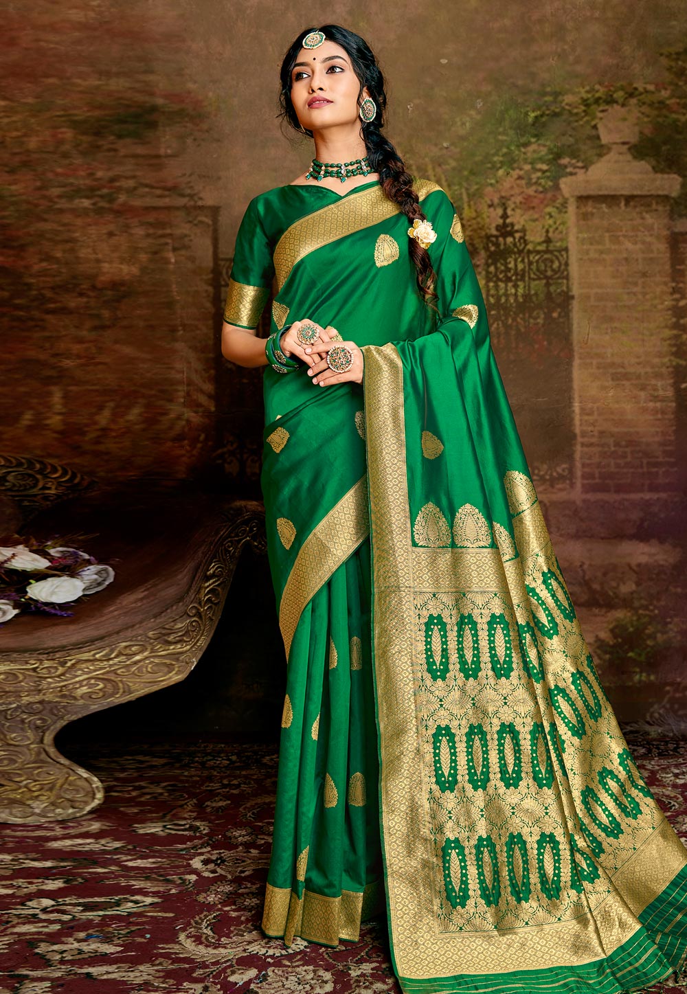 Green Soft Silk Saree With Blouse 245577