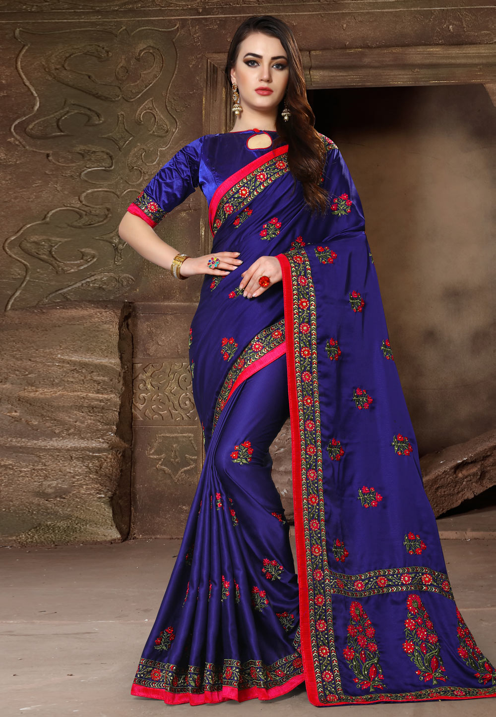 Blue Silk Festival Wear Saree 163138