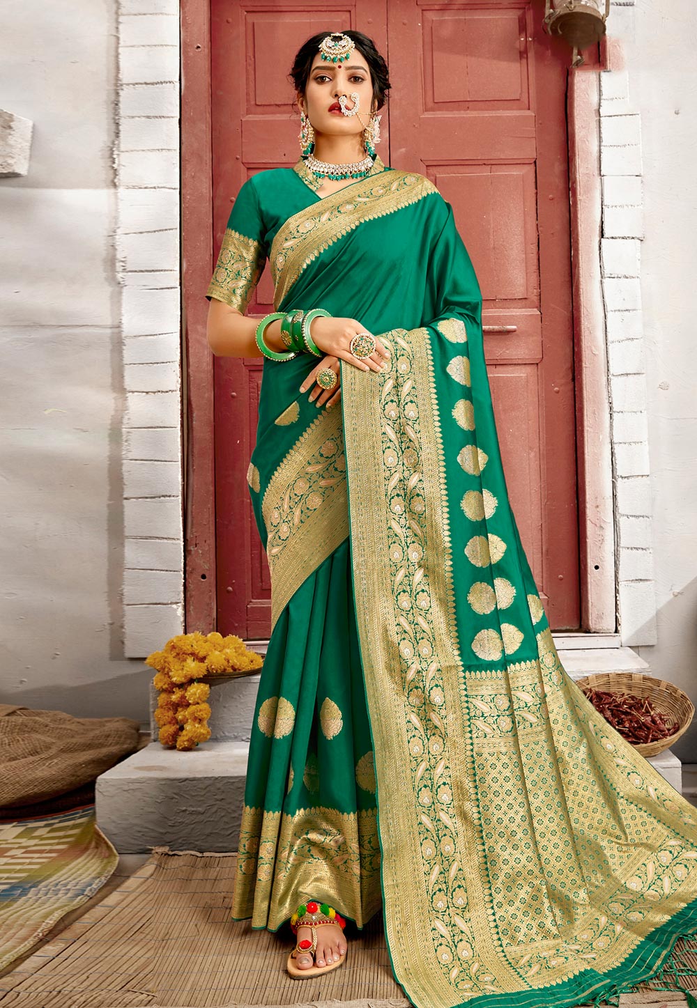 Green Banarasi Silk Saree 245639