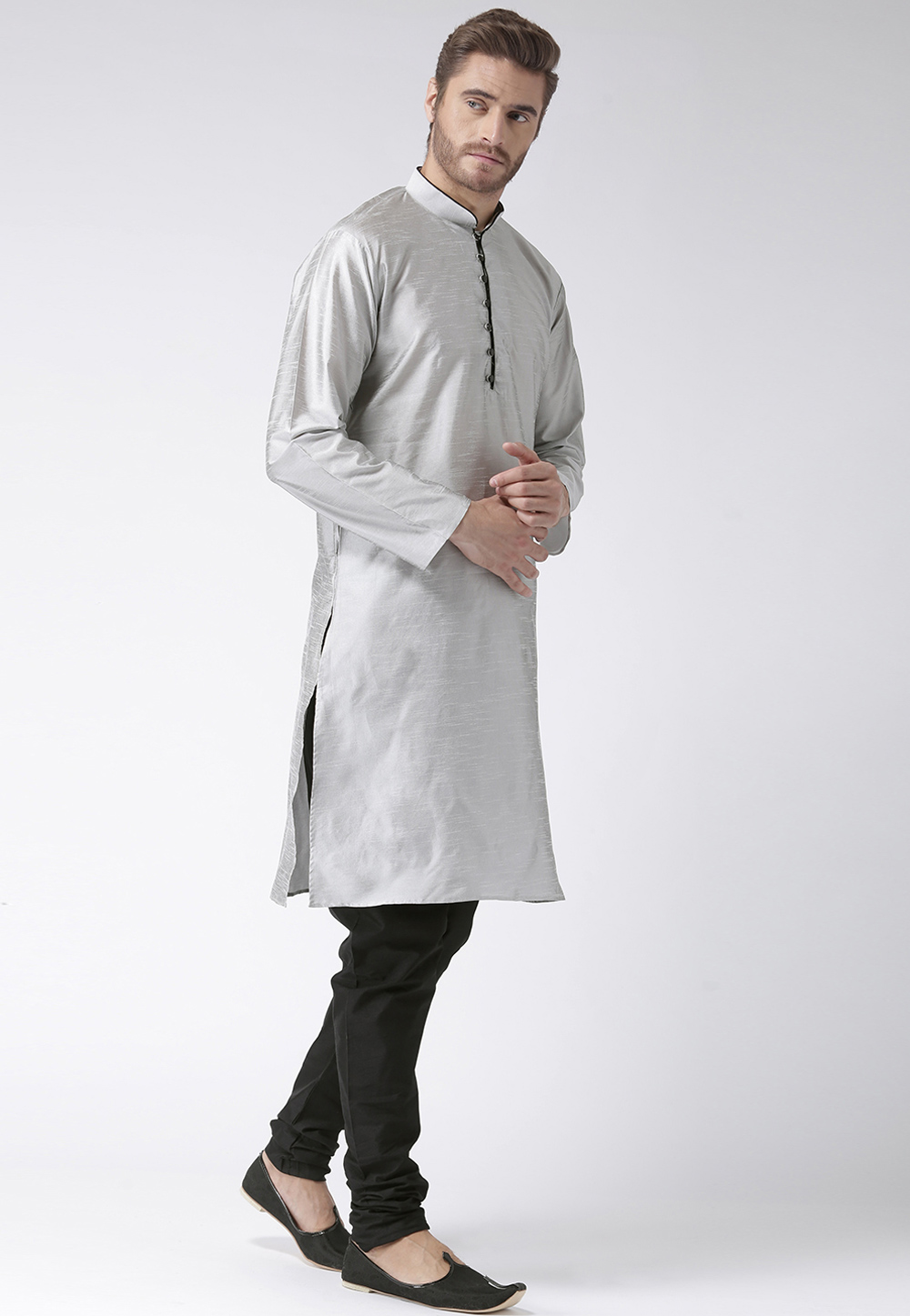 Grey Silk Kurta Pajama 224105