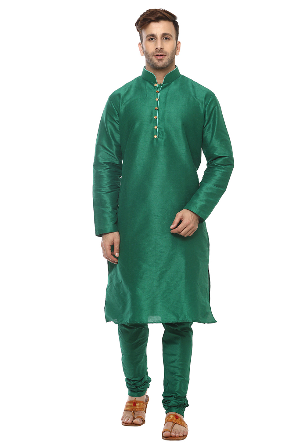Green Silk Kurta Pajama 224118