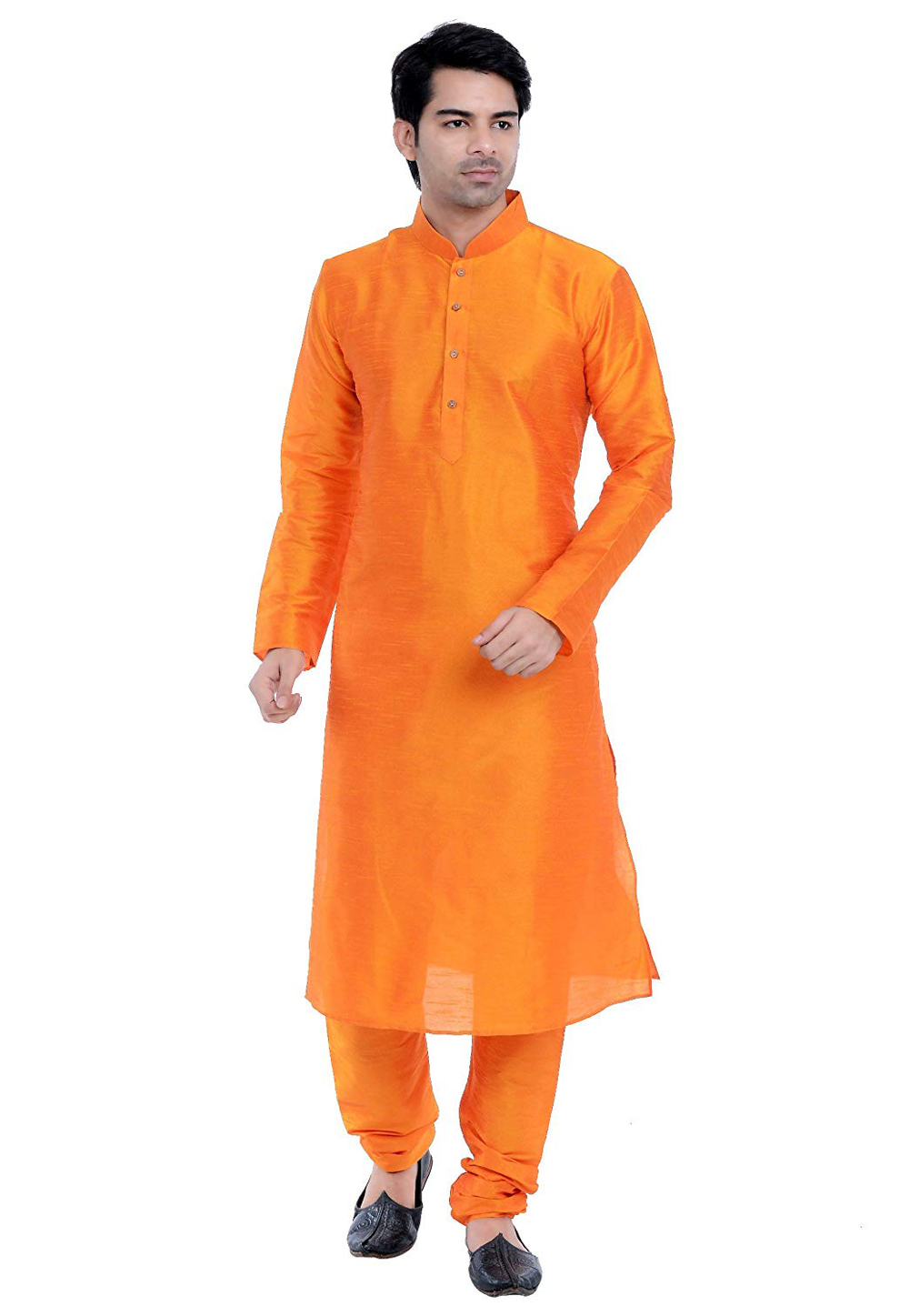 Orange Dupion Silk Readymade Kurta Pajama 176074