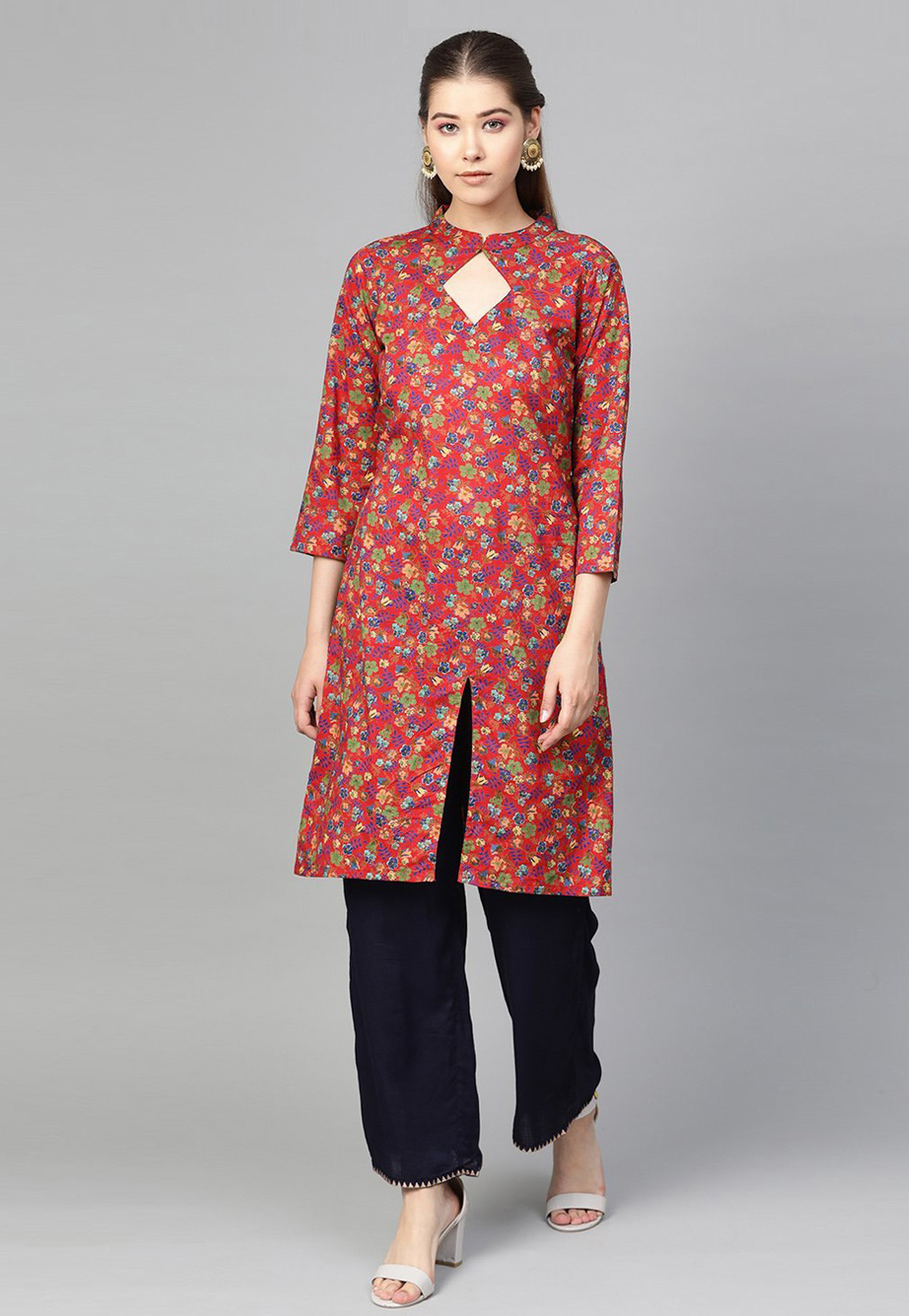 Red Cotton Printed Tunic 218380