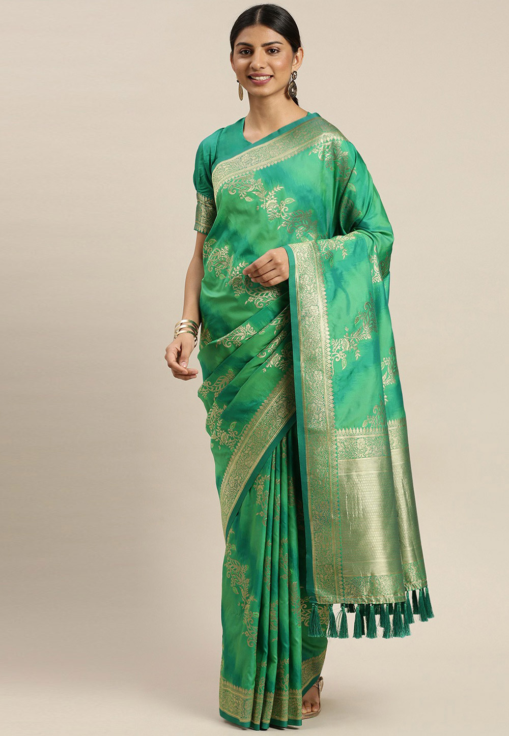 Green Poly Silk Festival Wear Saree 224347