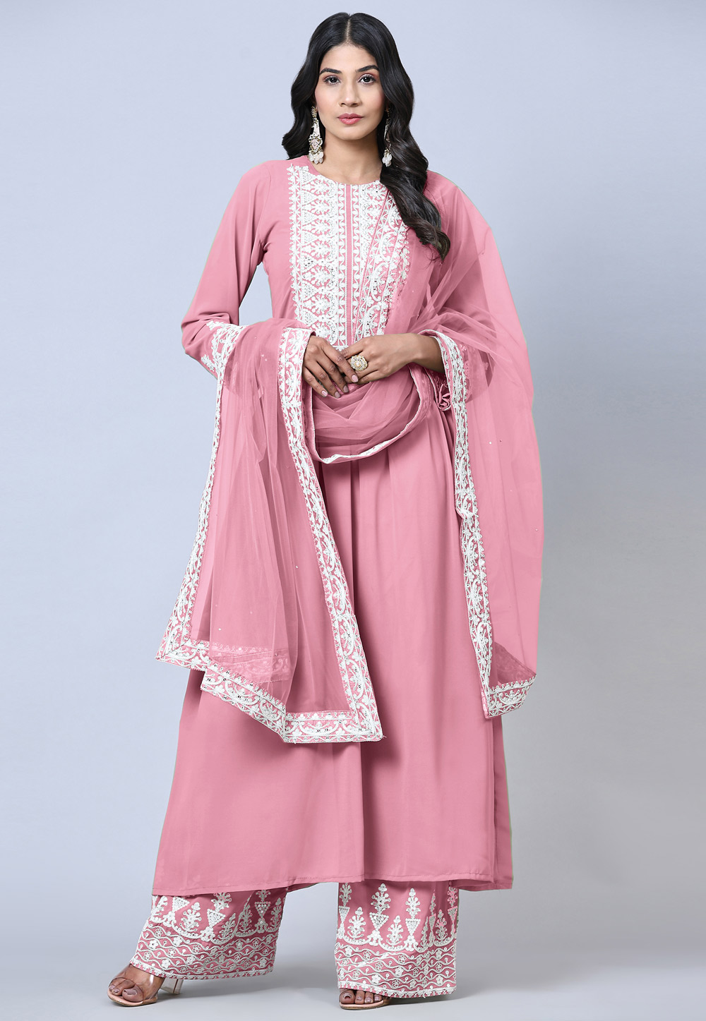 Light Pink Faux Georgette Pakistani Suit 259939