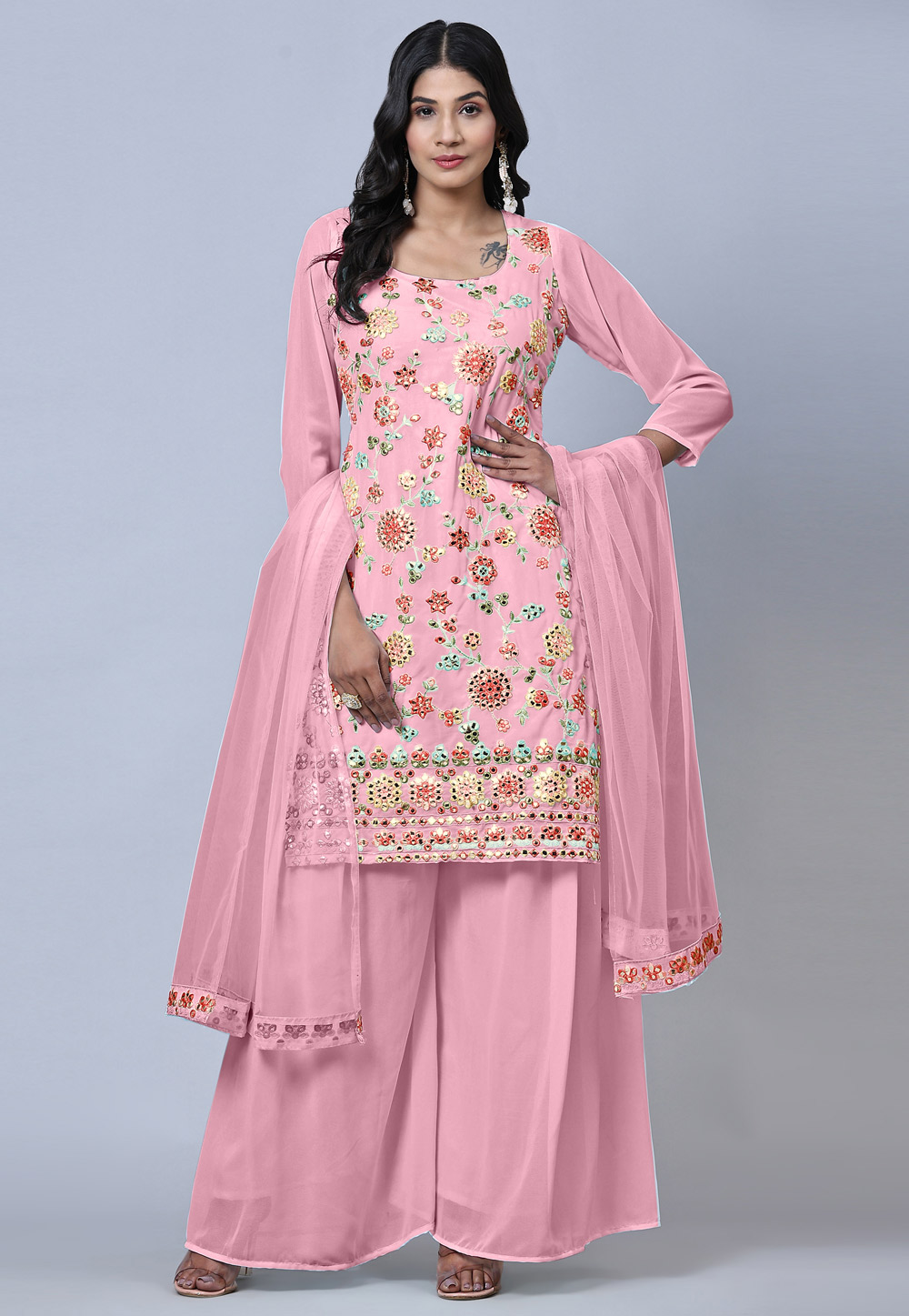 Pink Faux Georgette Pakistani Suit 259935