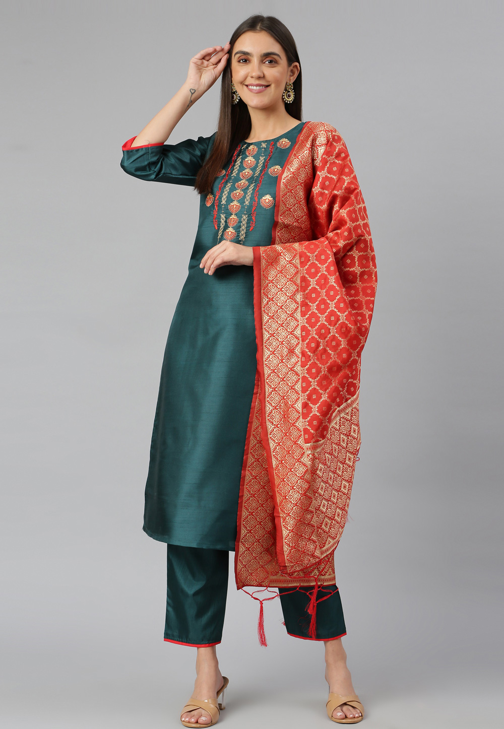 Green Readymade Kameez With Pant 245796
