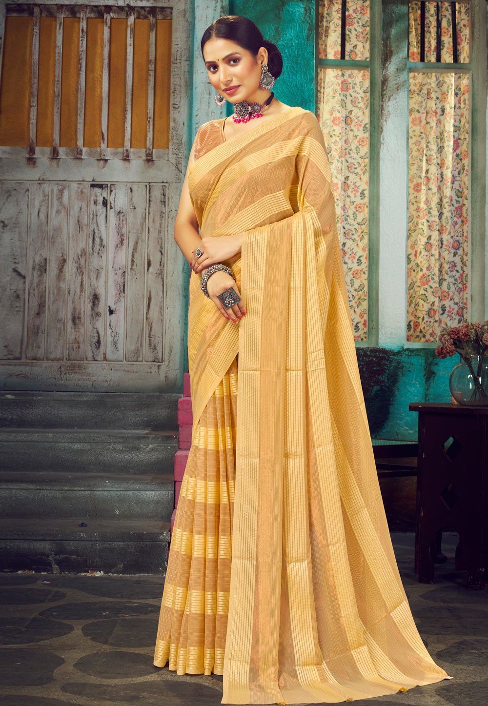 Yellow Georgette Saree With Blouse 267194