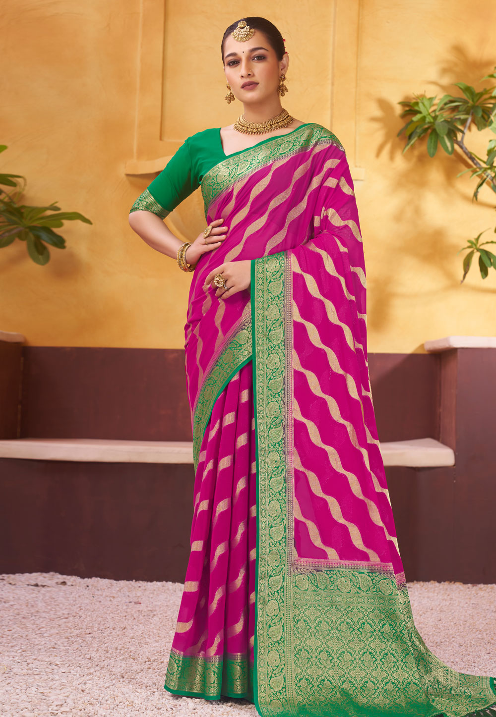Magenta Georgette Saree With Blouse 270766