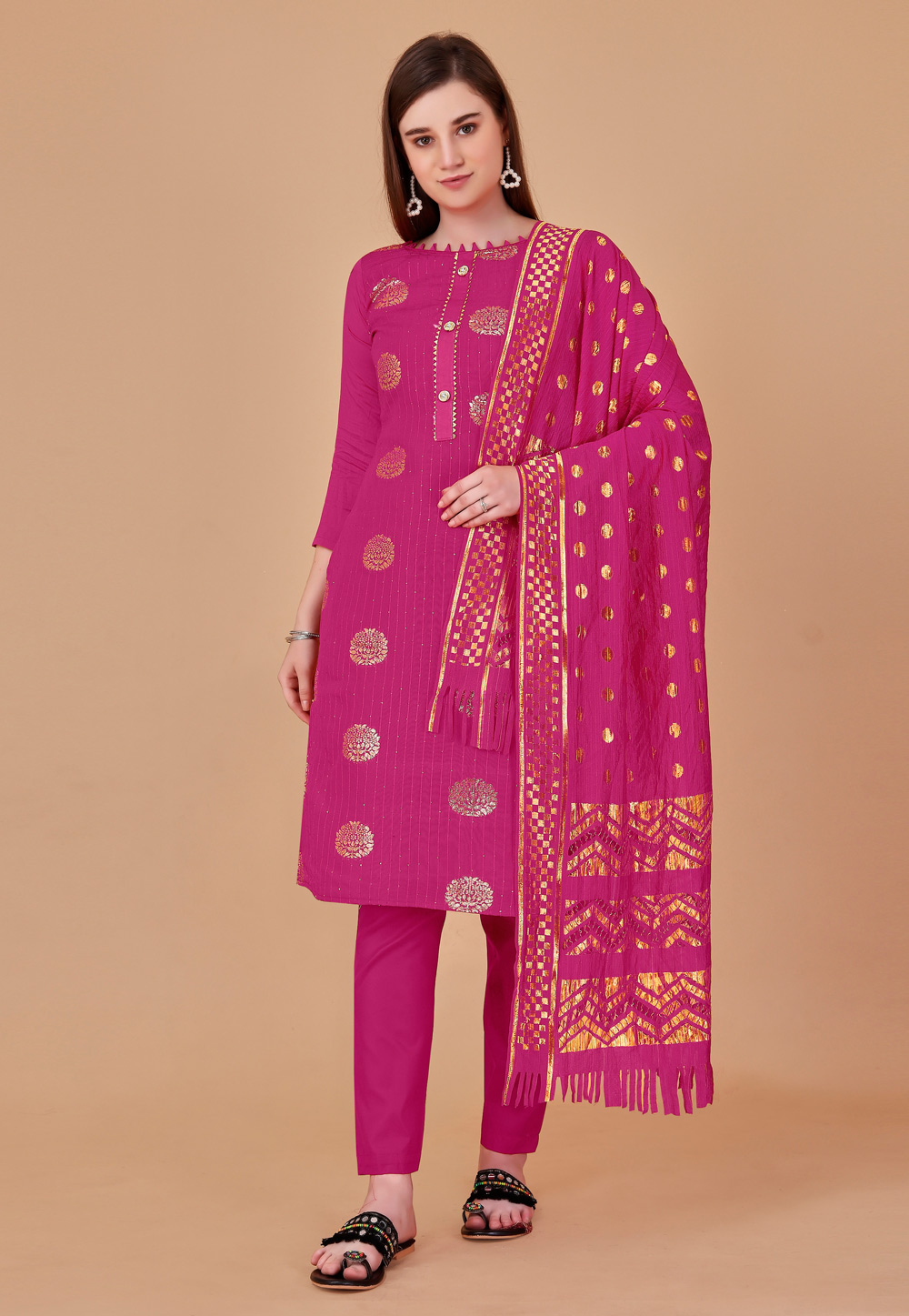 Magenta Banarasi Pant Style Suit 260761