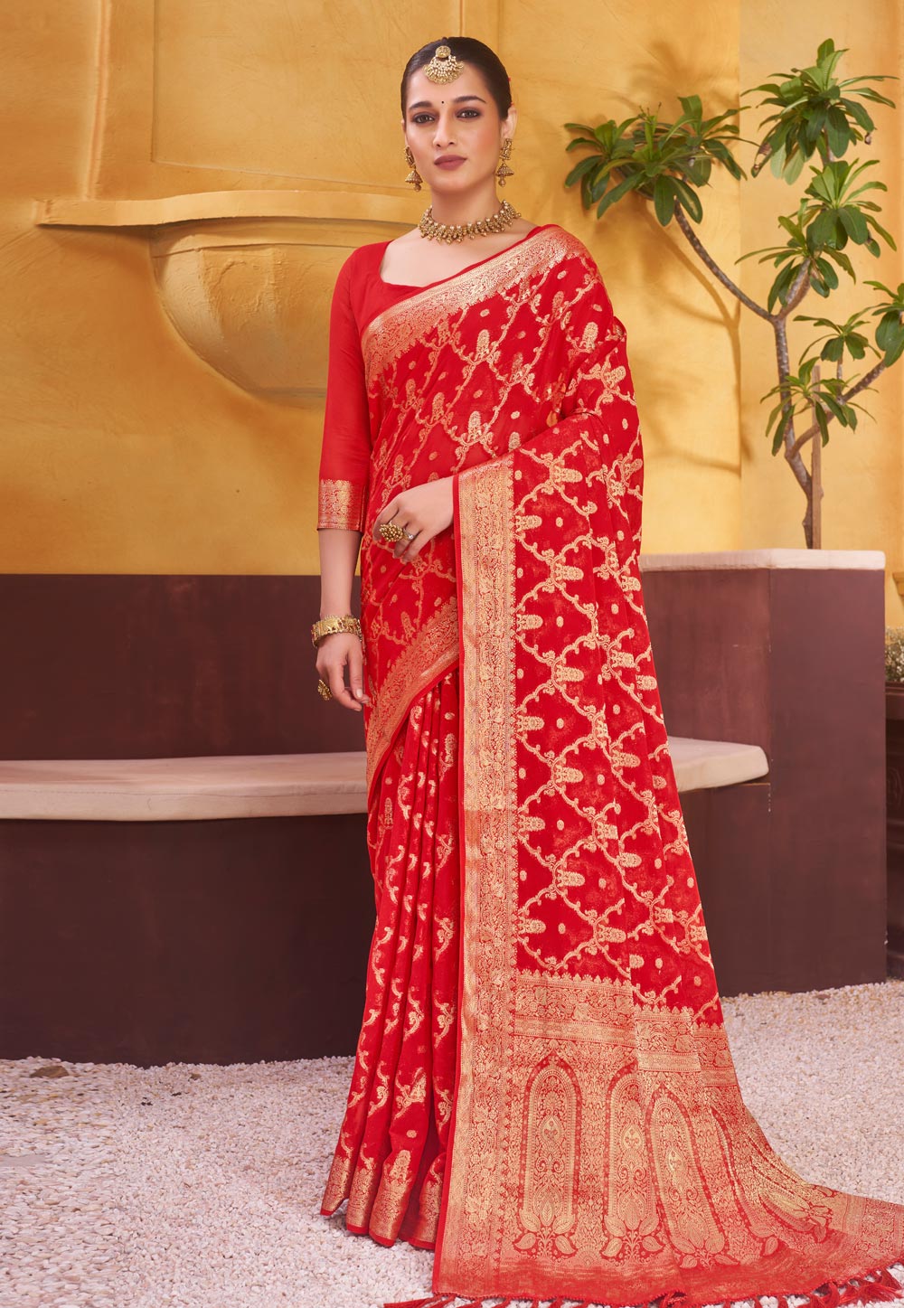 Red Georgette Saree With Blouse 270771