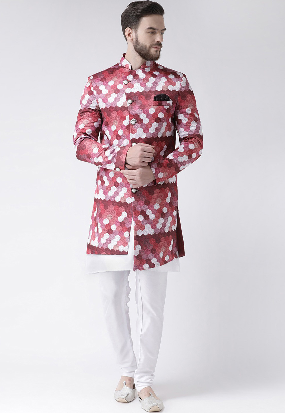 Pink Dupion Kurta Pajama With Jacket 224982