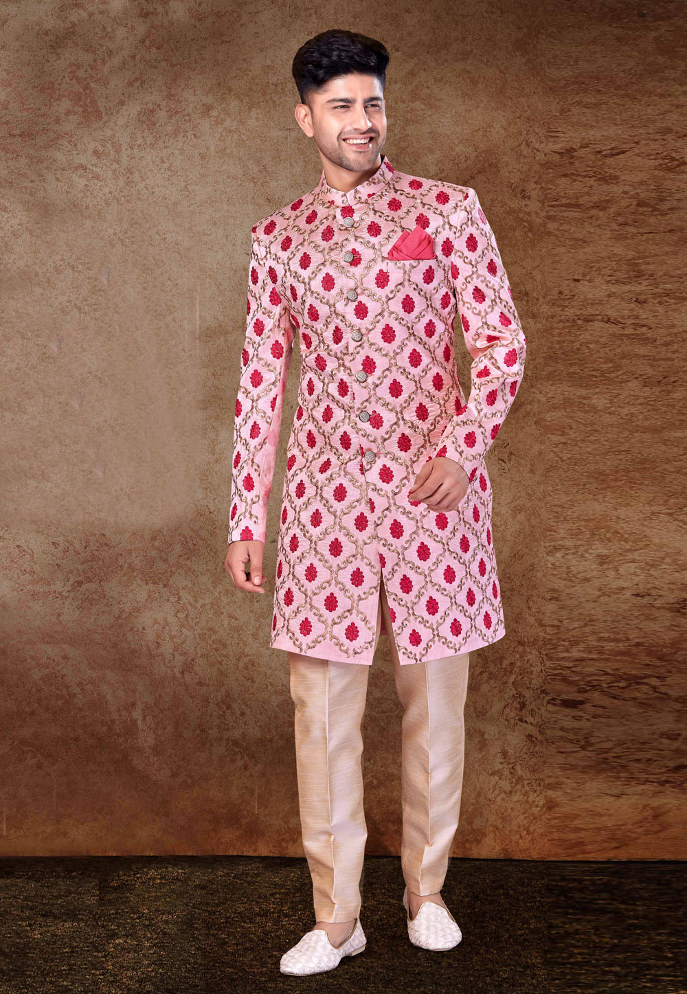 Pink Art Silk Indo Western Sherwani 260705