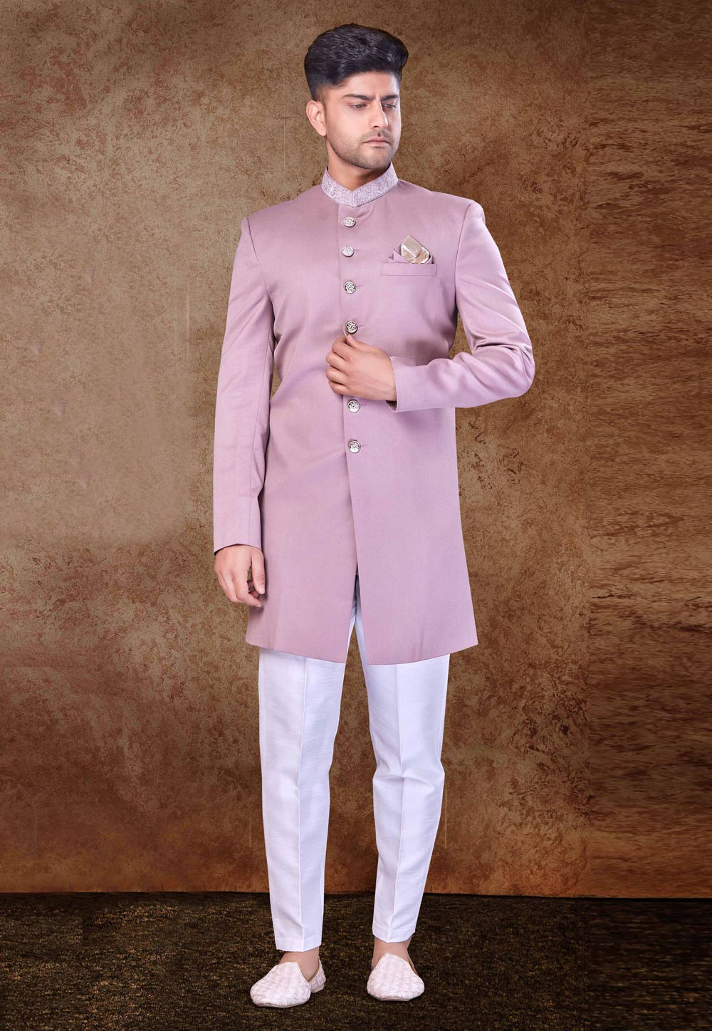Pink Art Silk Indo Western Sherwani 260714