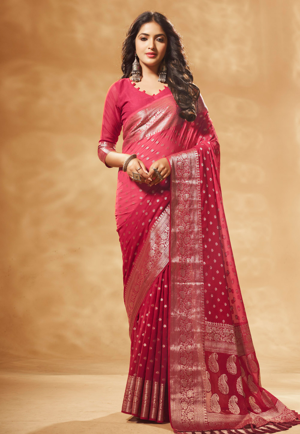 Maroon Georgette Saree With Blouse 272709