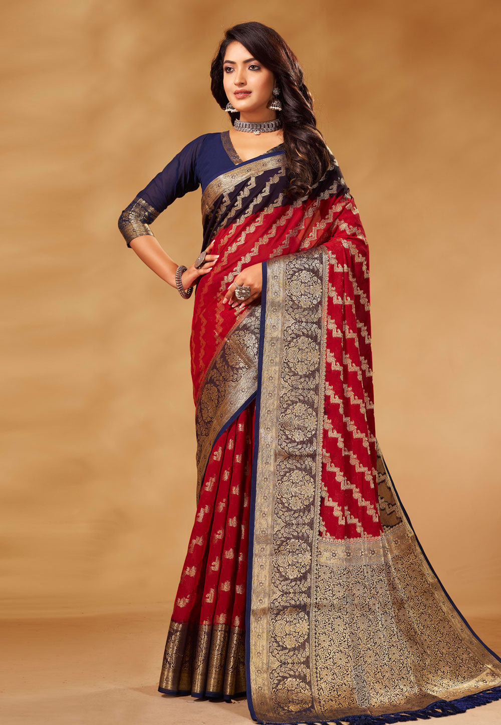 Red Georgette Saree With Blouse 272713